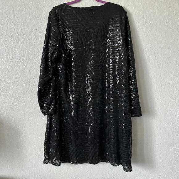 NEW City Chic Glitter Sequin Black Shift Dress Bright Lights Plus Size 20 - Picture 6 of 8